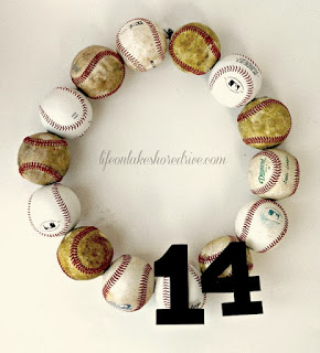 Create a vintage baseball wreath.