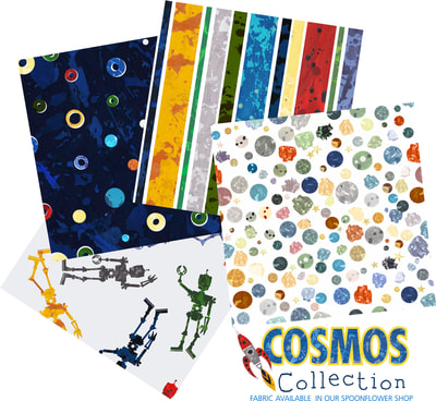 Space, Cosmos and Solar System Fabric Designs by Aaron Christensen.