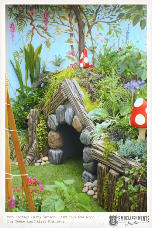 Living roof fairygarden doghouse hobbit hole for a NW rooftop garden.
