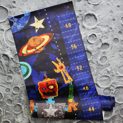 Boys Space Robot Solar System Science Growth Chart Hanging