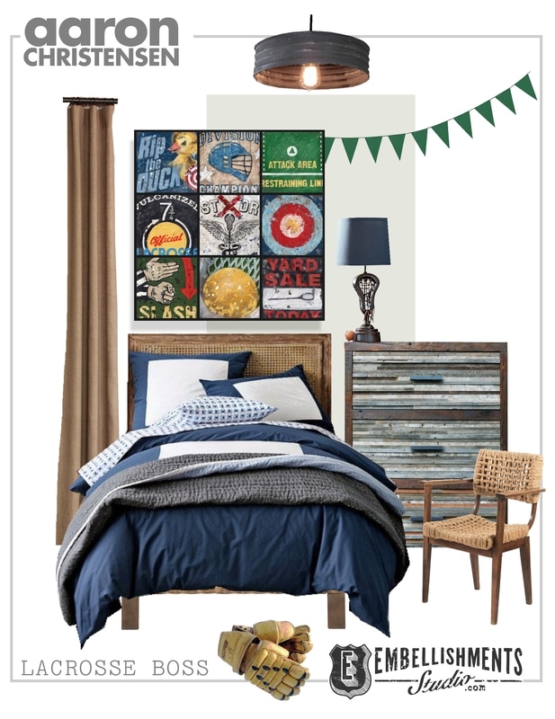 Lacrosse room ideas, inspiration for art and decor.  Perfect for the teen or boys room.