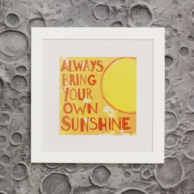 Inspirational wall art and decor " Always bring your own Sunshine" framed boys room and nursery art by Aaron Christensen