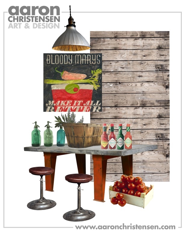 A perfect setting for a small man cave cocktail bar or outdoor man space next to the BBQ. Featuring my wall art 