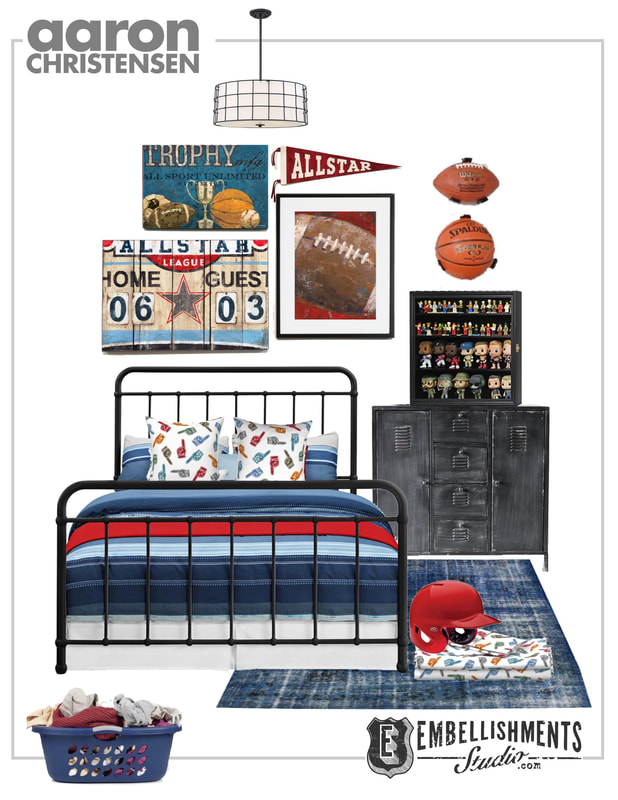Allstar Sports Wall Art  Decor and Fabric by Aaron Christensen.  Sports ideas for boys, teens and tweens.