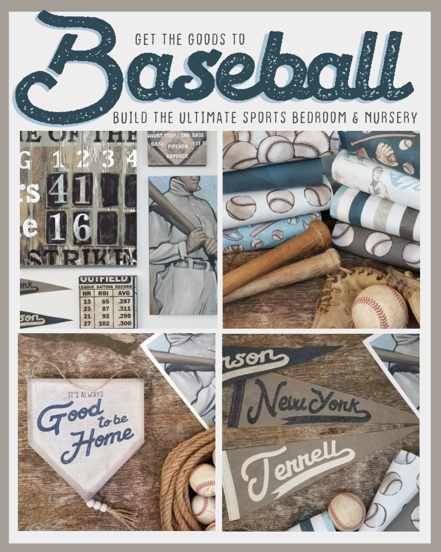 Everything to build a baseball theme bedroom and nursery by EmbellishmentsStudio.com