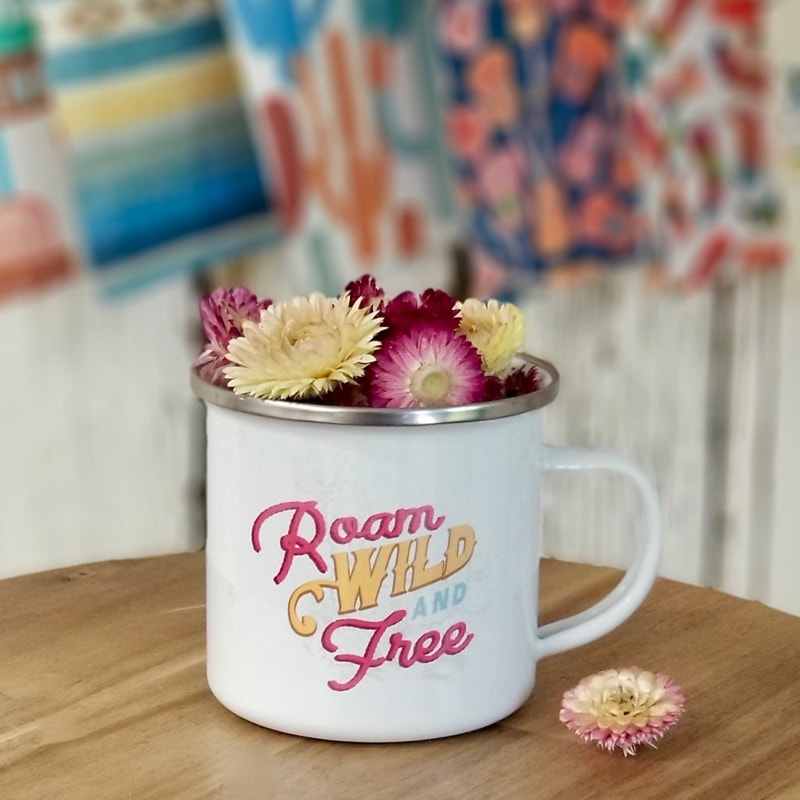 Roam Wild and Free Enameled coffee mug by Aaron Christensen