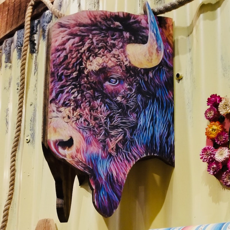 Unique taxidermy like bison wall decor by Aaron Christensen