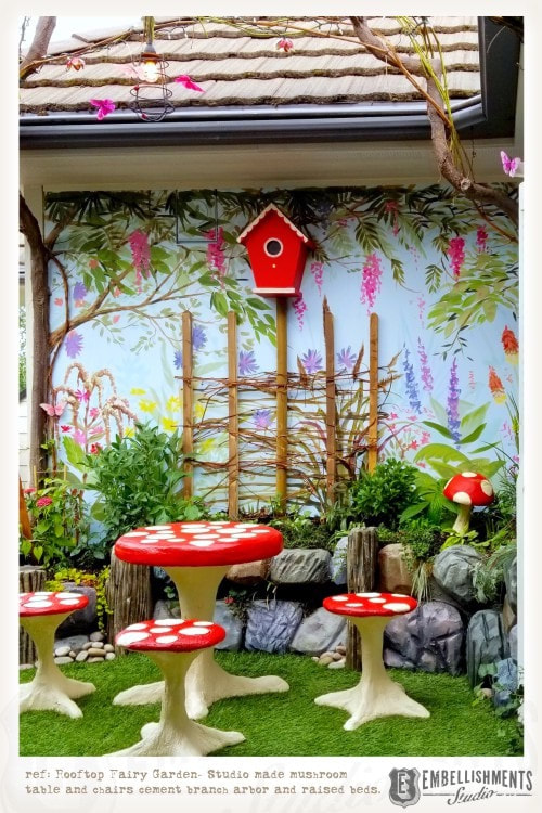 Custom rooftop fairy garden with magical ideas by Aaron Christensen's Embellishments Studio