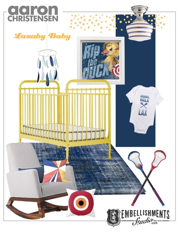 Lacrosse themed baby nursery ideas and inspiration by children's space designer and artist Aaron Christensen.