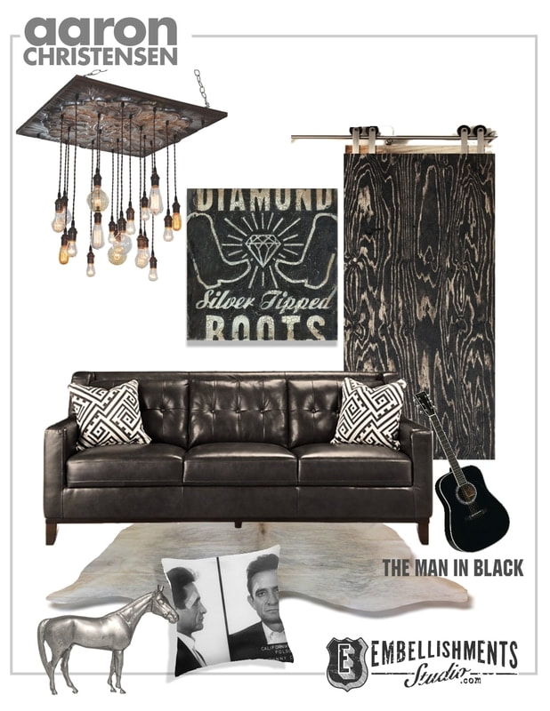 Farmhouse Decor Design Board Inspired by Johnny Cash, the man in black by Aaron Christensen