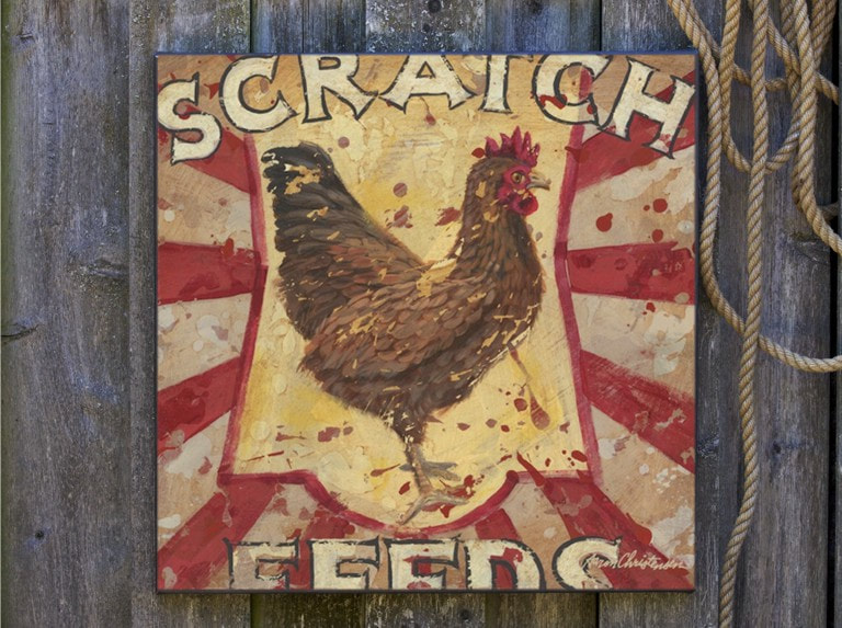 Scratch Feed Chicken Western Farmhouse Wall Art