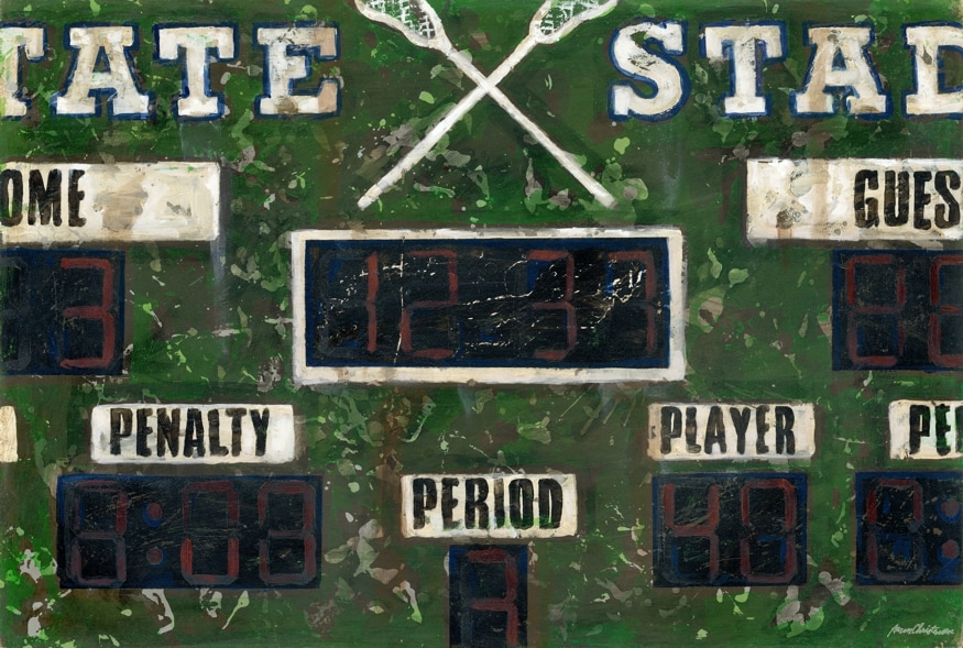 Vintage Sports Scoreboard Lacrosse wall art for boys, teens and home