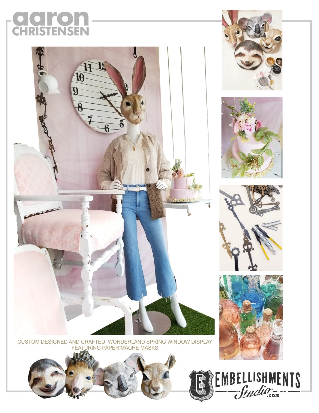 Alice in Wonderland Garden Party Spring Store Display By retail and display designer Aaron Christensen's Embellishments Studio